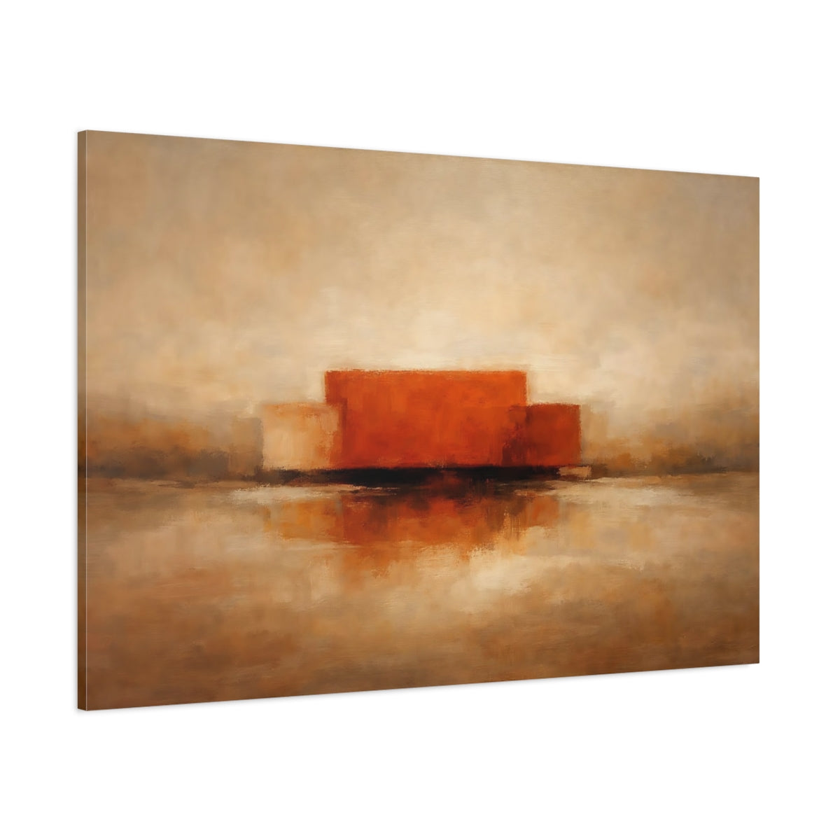 Main Mockup. Abstract Abstract Forms Orange And Brown shown as stretched canvas wall art