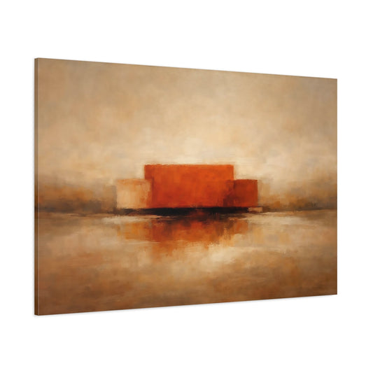Main Mockup. Abstract Abstract Forms Orange And Brown shown as stretched canvas wall art