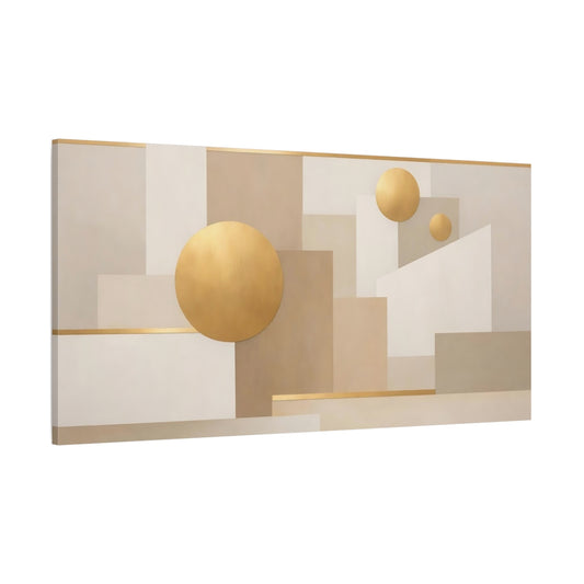 Main Mockup. Abstract Abstract Geometry Abstract Gold Beige shown as stretched canvas wall art