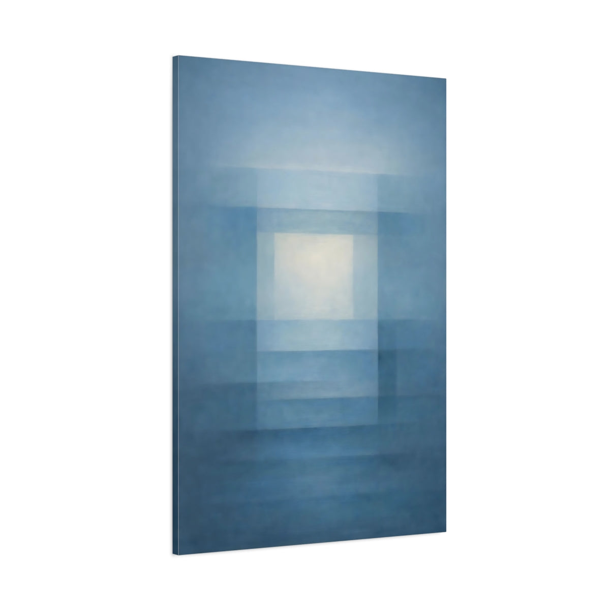Main Mockup. Abstract Abstract Geometry Blue And White Abstract shown as stretched canvas wall art