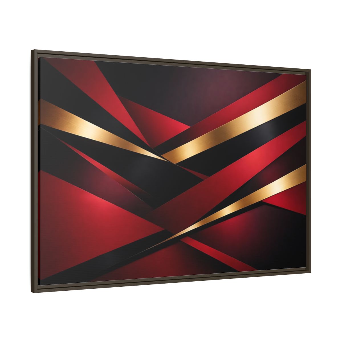 Main Mockup. Abstract Abstract Geometry Red Black Gold shown as stretched canvas wall art