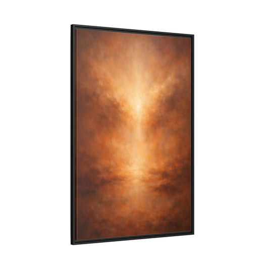 Main Mockup. Abstract Abstract Glow Warm Copper Tones shown as stretched canvas wall art