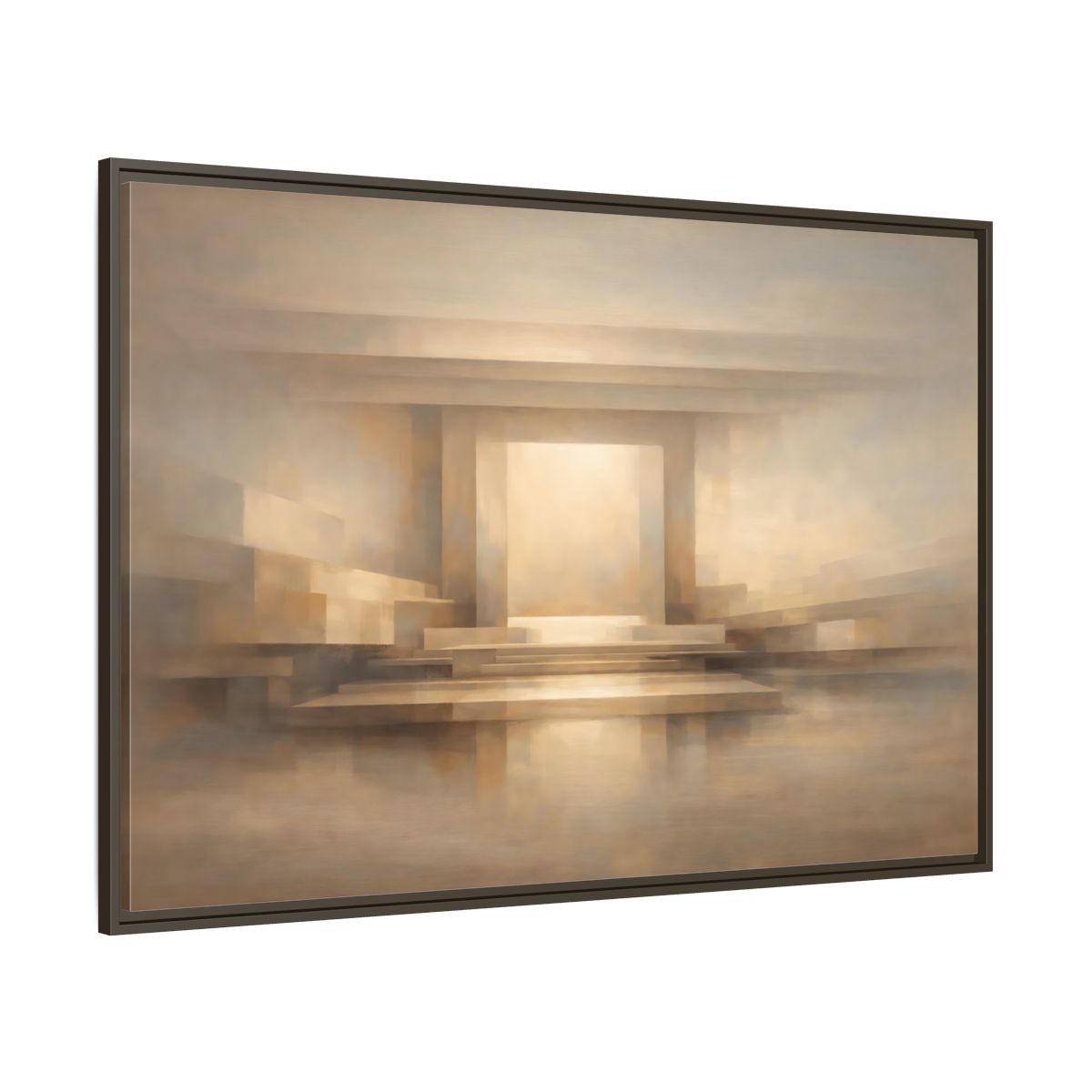 Main Mockup. Abstract Abstract Hall Neutral Geometric shown as stretched canvas wall art