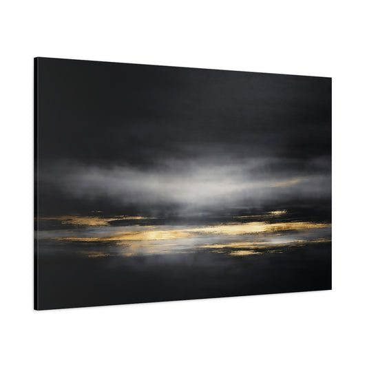 Main Mockup. Abstract Abstract Horizon Black Gold Abstract shown as stretched canvas wall art