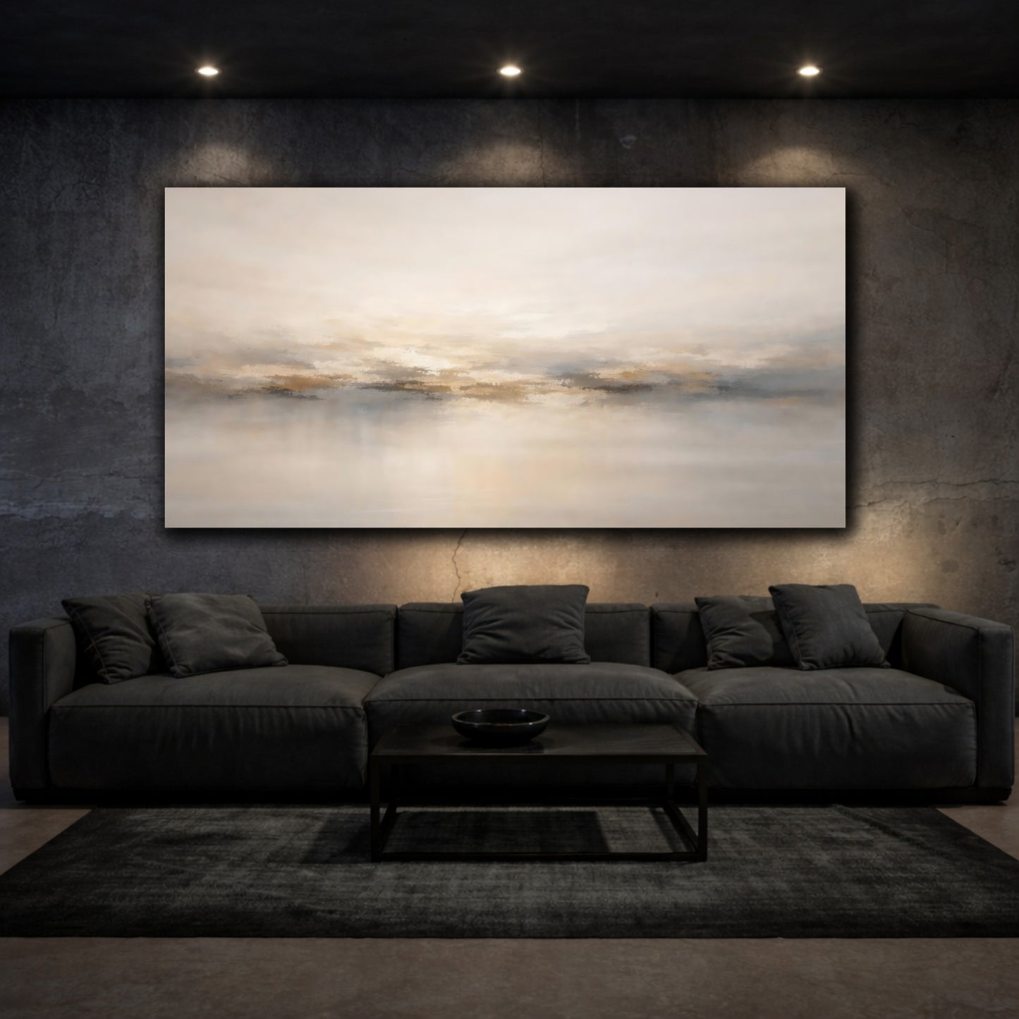 Mockup 2. Abstract Abstract Horizon Muted Abstract shown as stretched canvas wall art