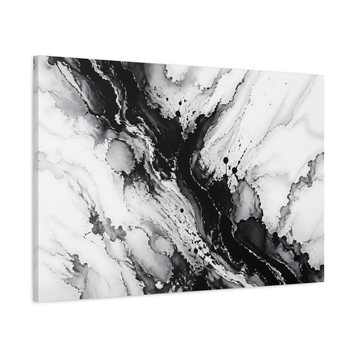 Main Mockup. Abstract Abstract Ink Black And White shown as stretched canvas wall art