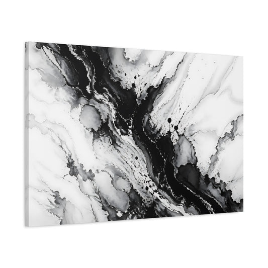 Main Mockup. Abstract Abstract Ink Black And White shown as stretched canvas wall art