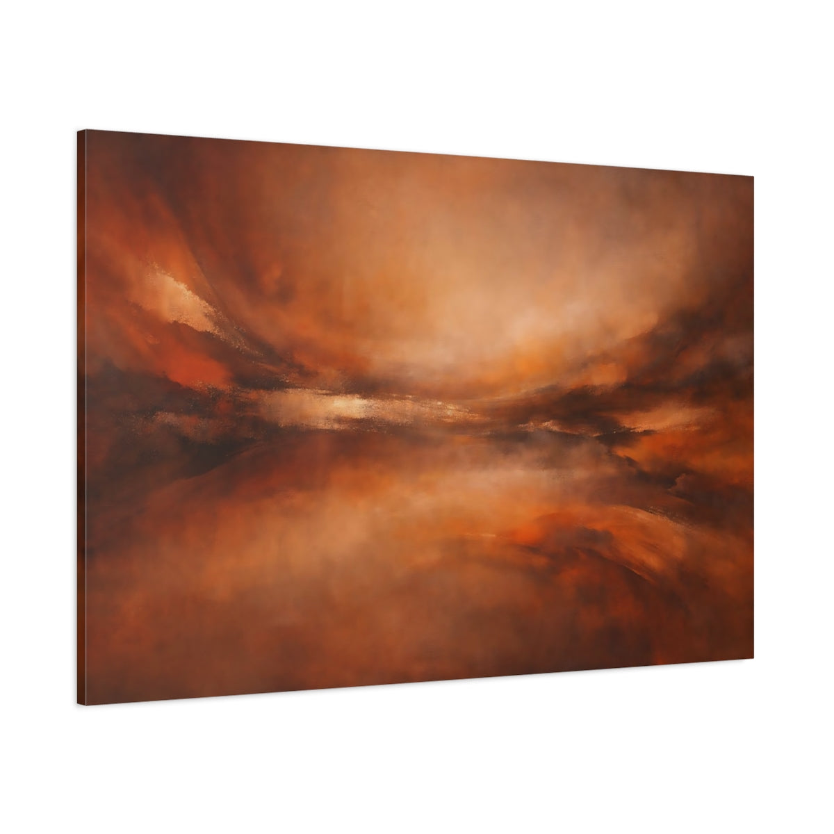 Main Mockup. Abstract Abstract Landscape Brown And Orange shown as stretched canvas wall art