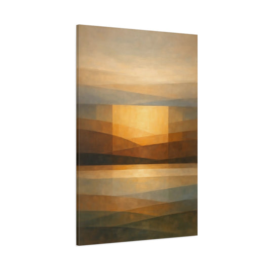 Main Mockup. Abstract Abstract Landscape Brown Gold Abstract shown as stretched canvas wall art