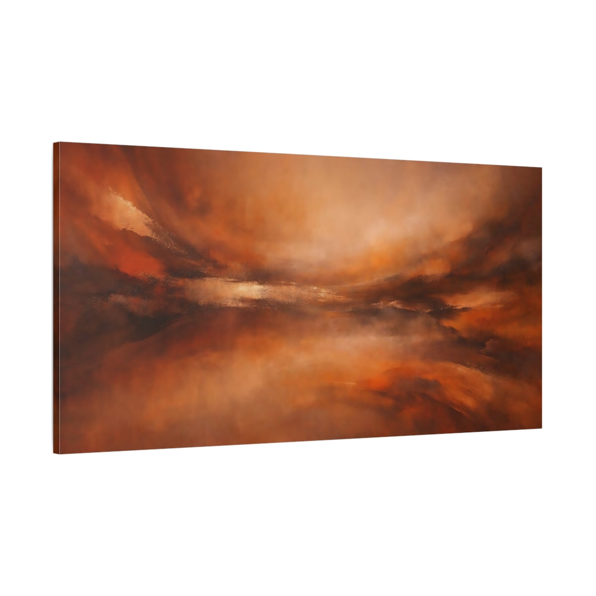 Main Mockup. Abstract Abstract Landscape Orange And Brown shown as stretched canvas wall art