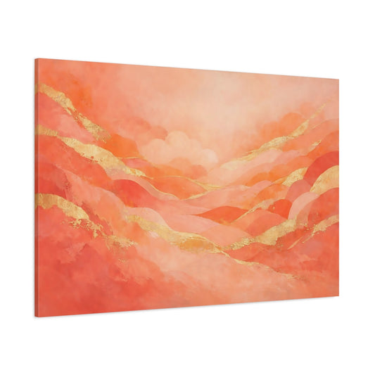 Main Mockup. Abstract Abstract Landscape Peach Gold Landscape shown as stretched canvas wall art
