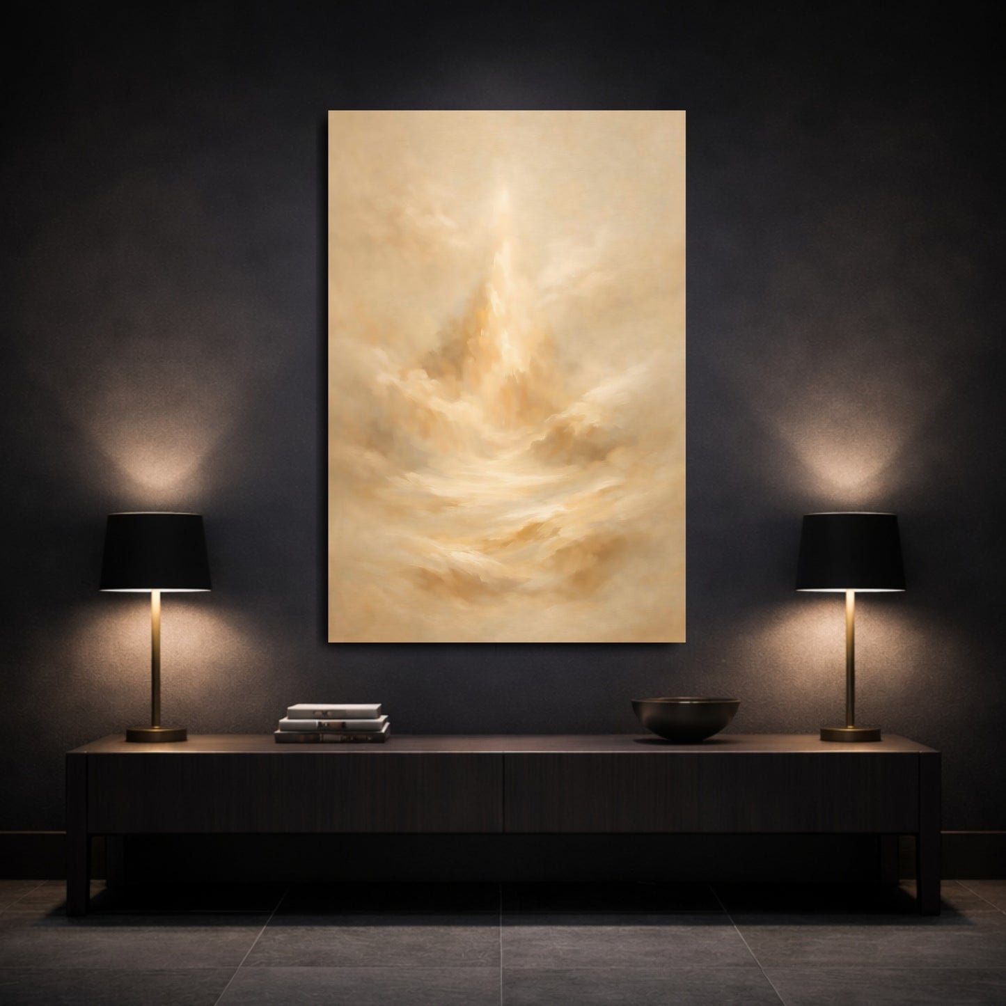 Mockup 2. Abstract Abstract Landscape Warm Abstract Art shown as stretched canvas wall art