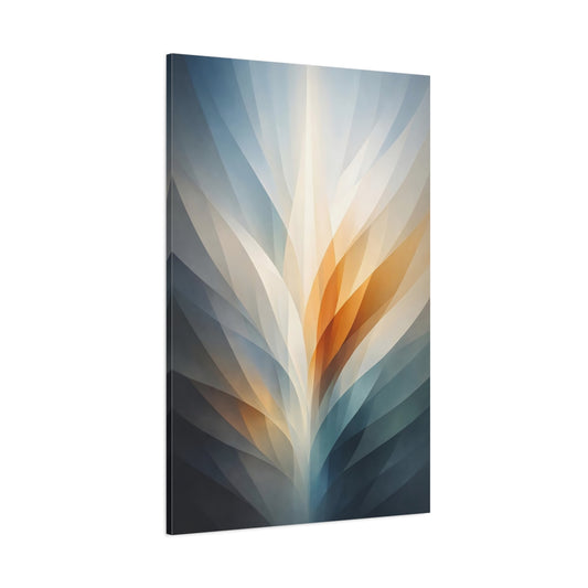 Main Mockup. Abstract Abstract Light Blue Orange Grey shown as stretched canvas wall art