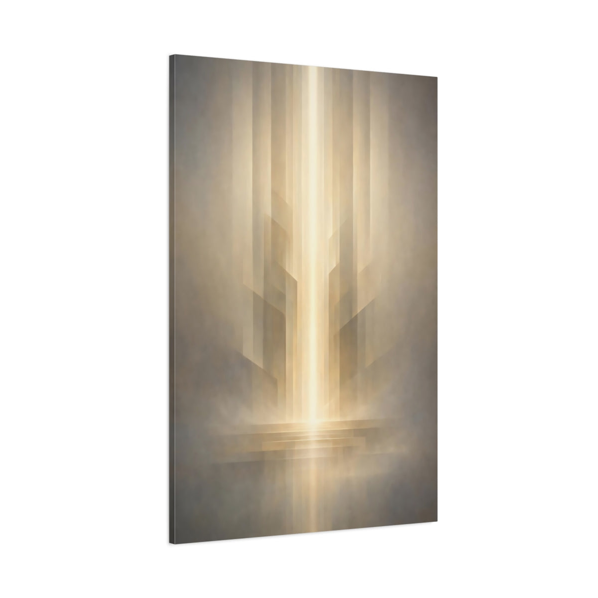 Abstract Abstract Light Gold And Gray Abstract shown as stretched canvas wall art