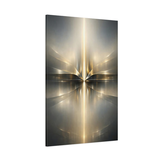 Main Mockup. Abstract Abstract Light Gold And Silver Abstract shown as stretched canvas wall art