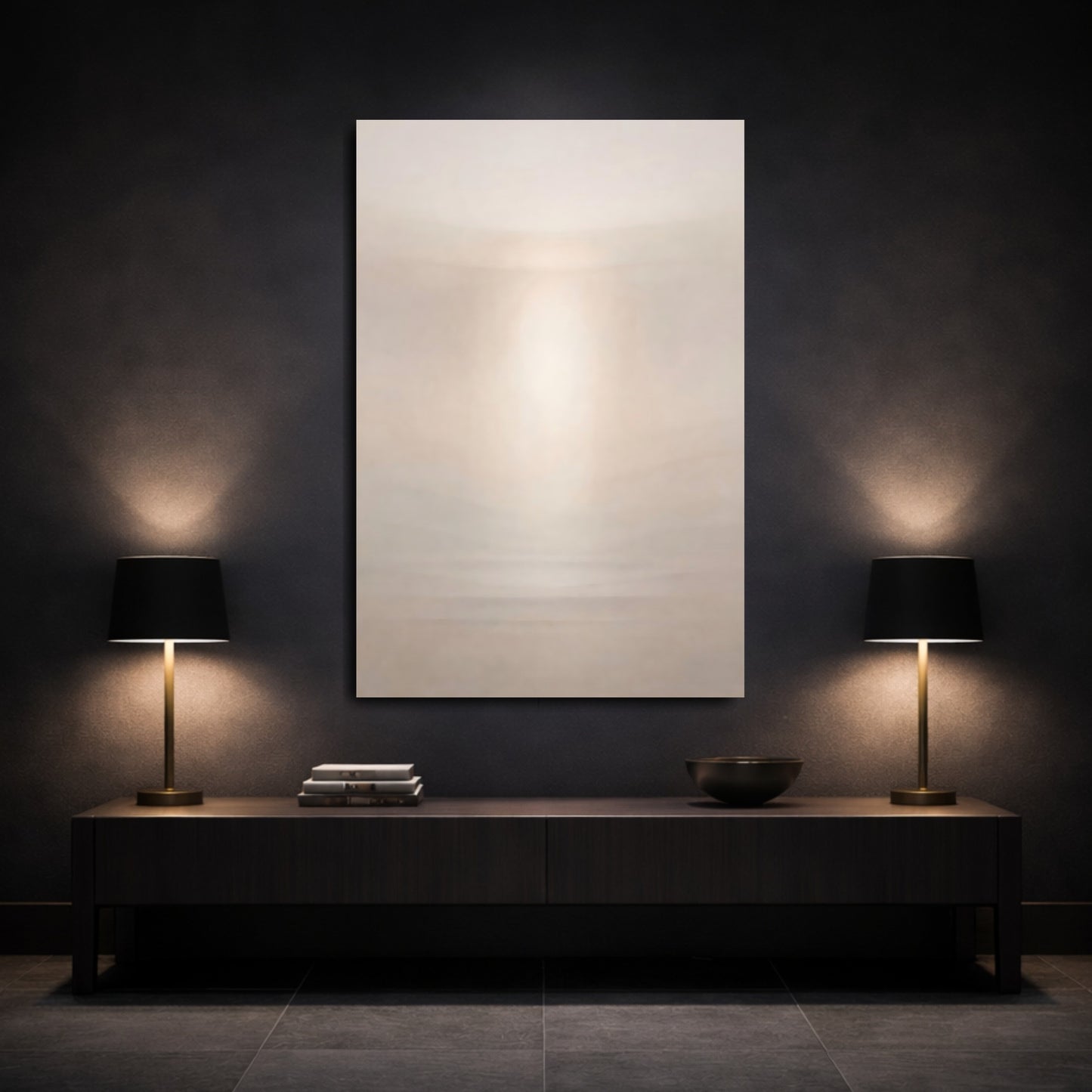 Abstract Abstract Light Soft Neutral Gradient shown as front canvas room wall art