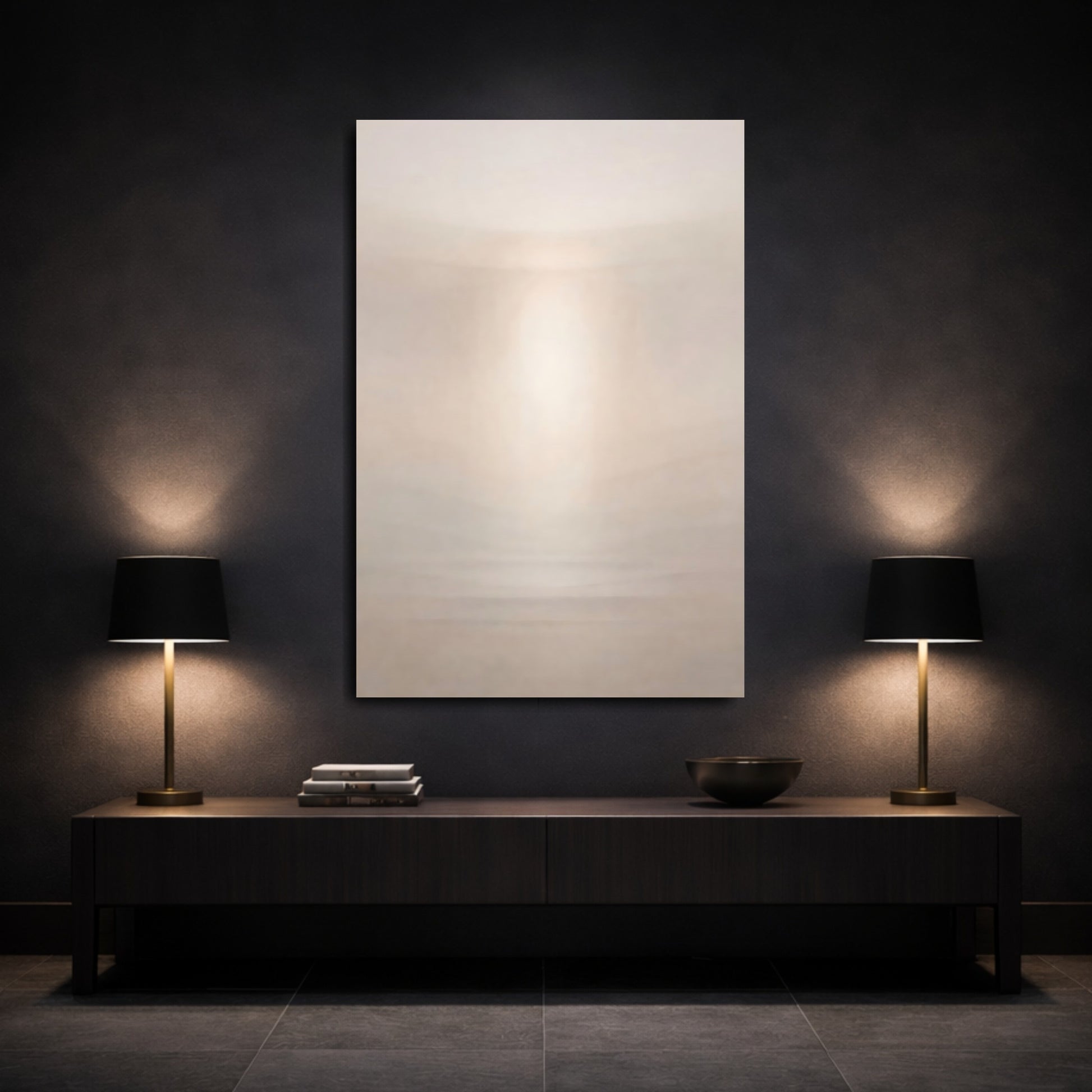 Abstract Abstract Light Soft Neutral Gradient shown as front canvas room wall art