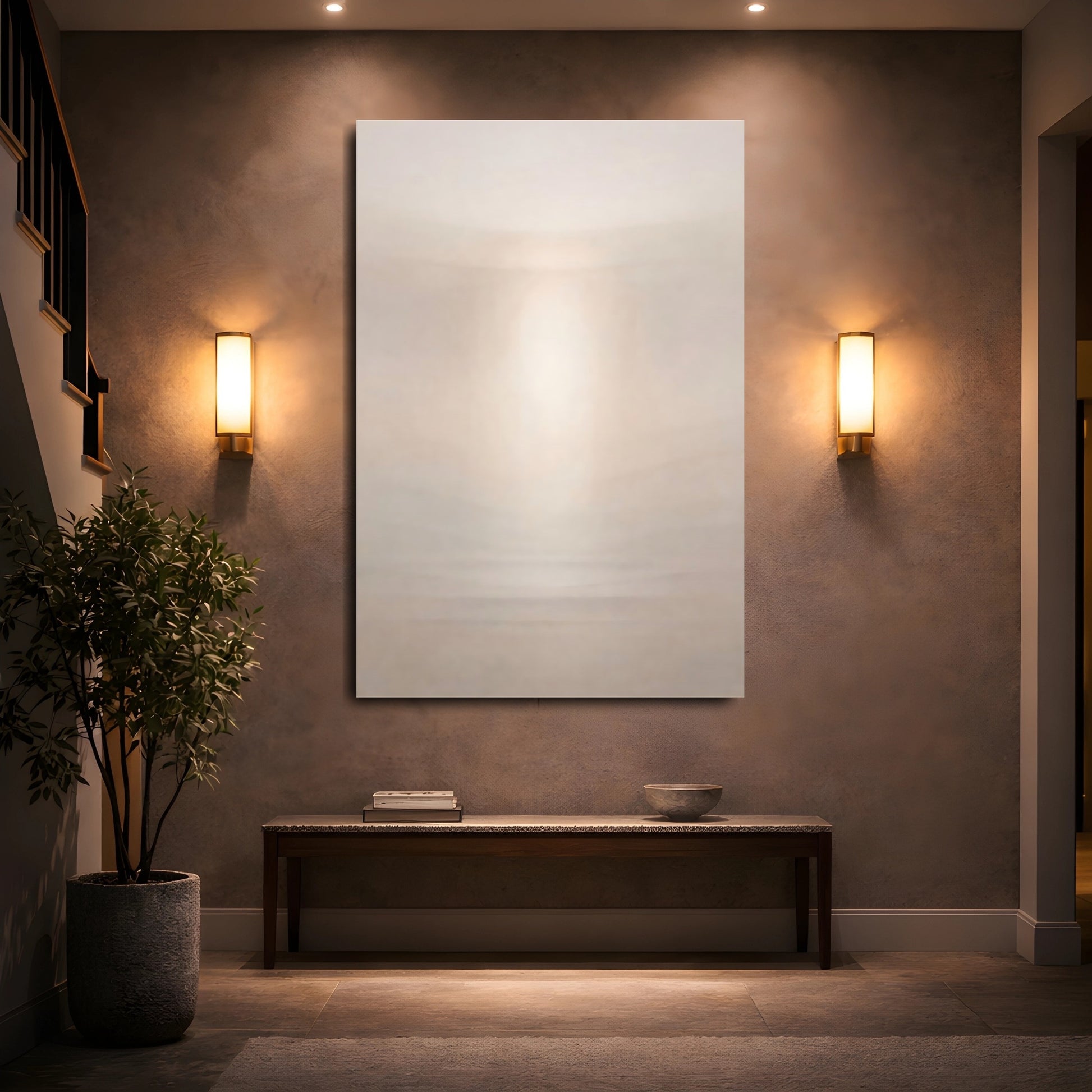 Abstract Abstract Light Soft Neutral Gradient shown as front canvas room wall art