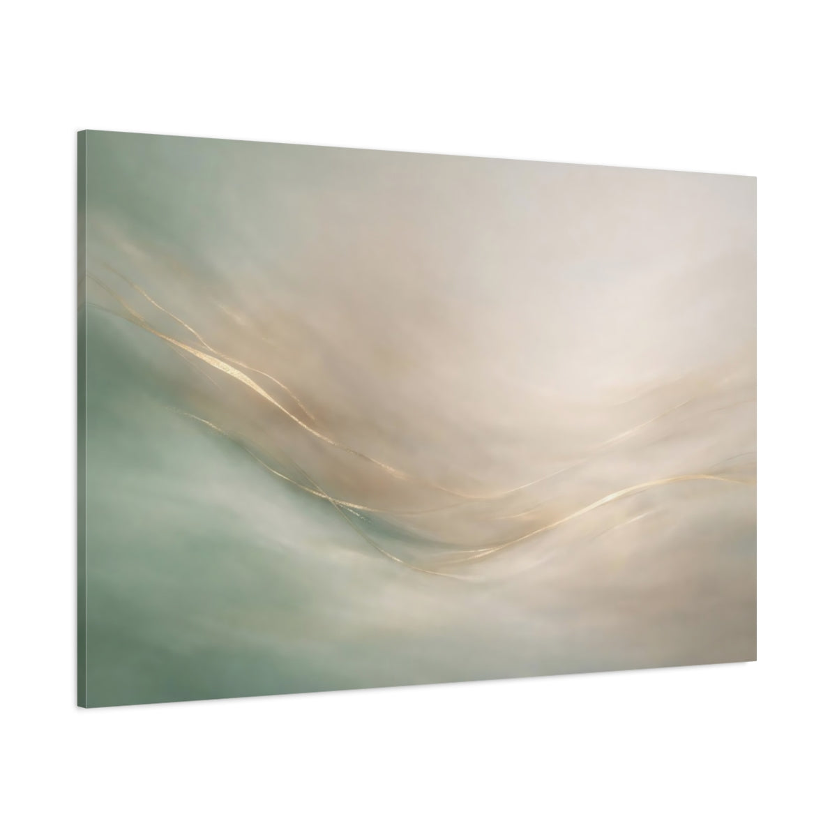 Main Mockup. Abstract Abstract Lines Green And Gold shown as stretched canvas wall art