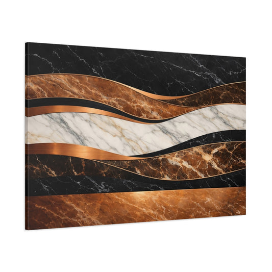 Main Mockup. Abstract Abstract Marble Black Brown Copper Marble shown as stretched canvas wall art