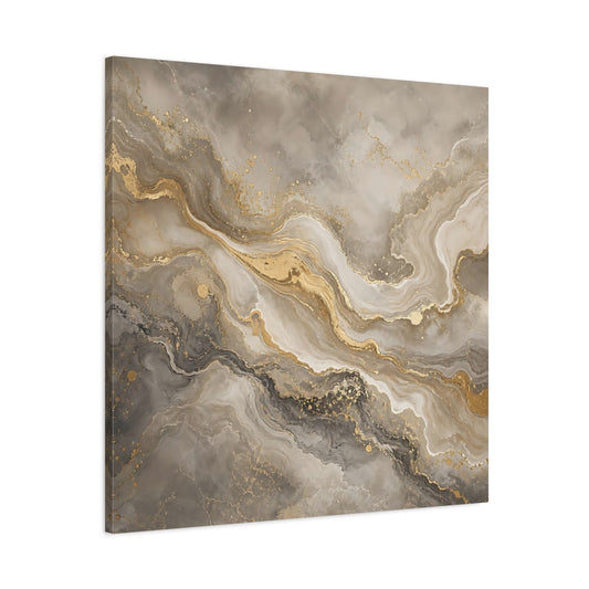 Main Mockup. Abstract Abstract Marble Grey Gold Marble shown as stretched canvas wall art