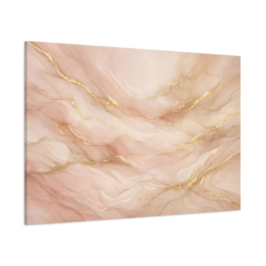 Main Mockup. Abstract Abstract Marble Pink And Gold shown as stretched canvas wall art