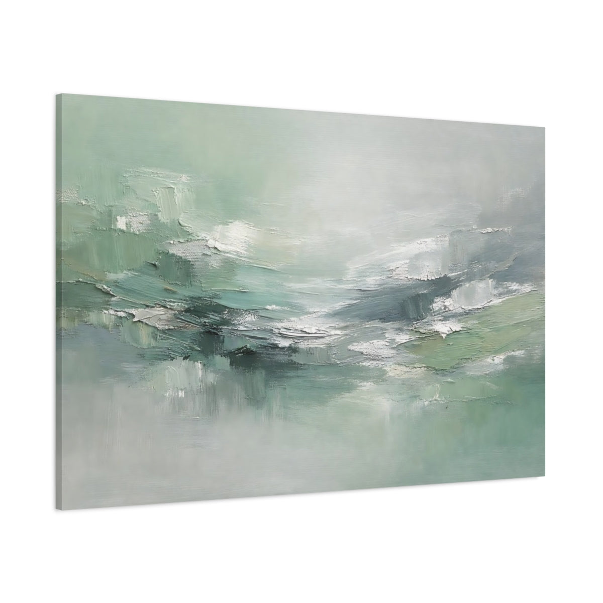Main Mockup. Abstract Abstract Mint Green Abstract shown as stretched canvas wall art