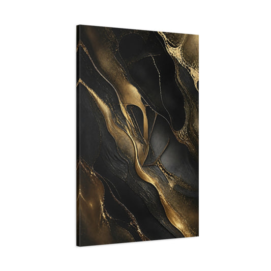 Main Mockup. Abstract Abstract Pattern Black And Gold shown as stretched canvas wall art