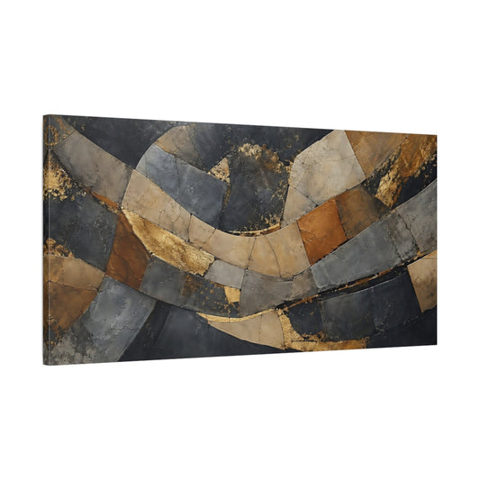 Main Mockup. Abstract Abstract Pattern Gold And Black Abstract shown as stretched canvas wall art