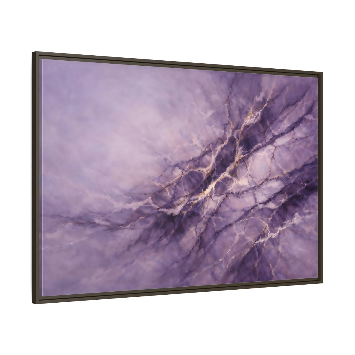 Main Mockup. Abstract Abstract Pattern Purple And Gold shown as stretched canvas wall art