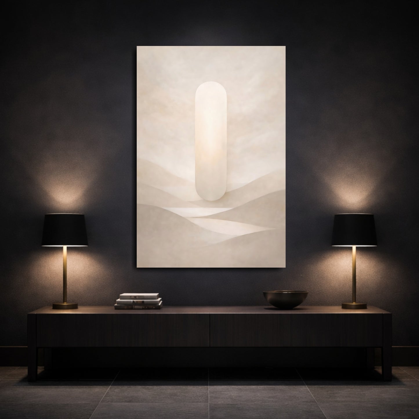 Abstract Abstract Pillar Beige Abstract shown as front canvas room wall art