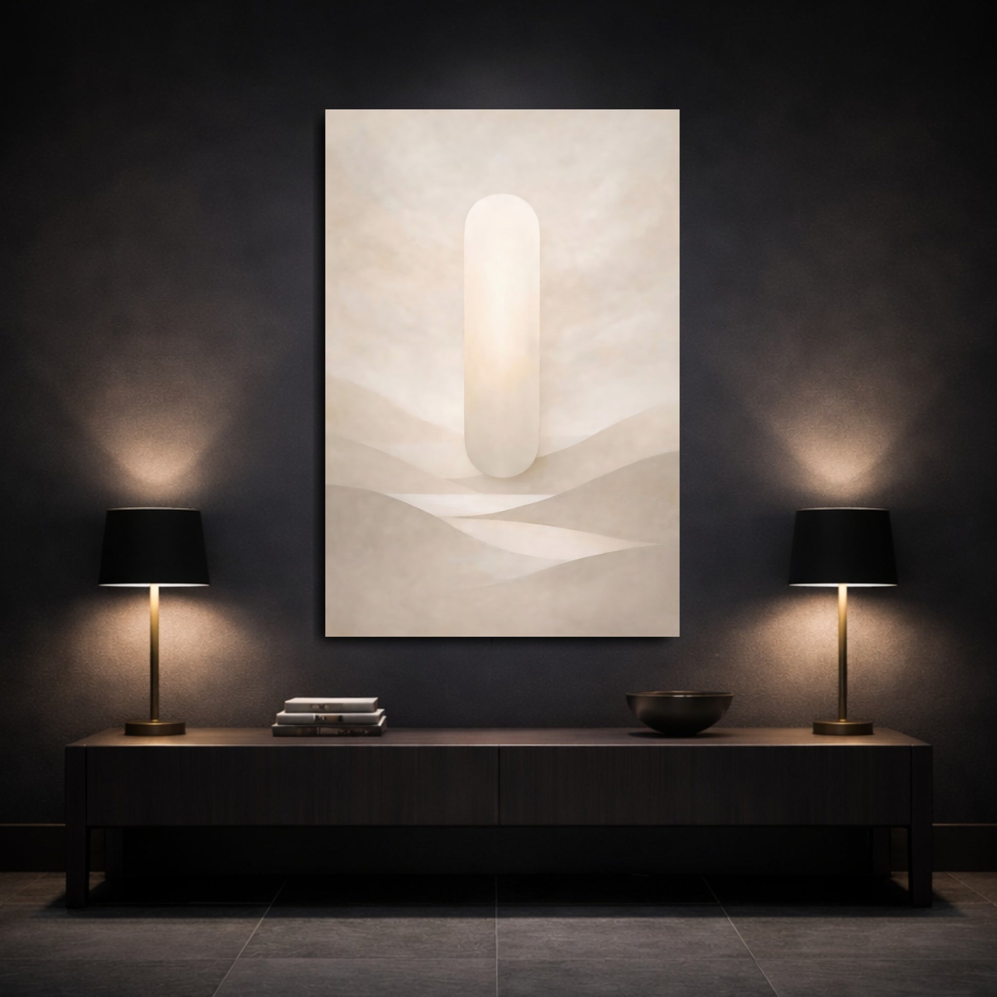 Abstract Abstract Pillar Beige Abstract shown as front canvas room wall art