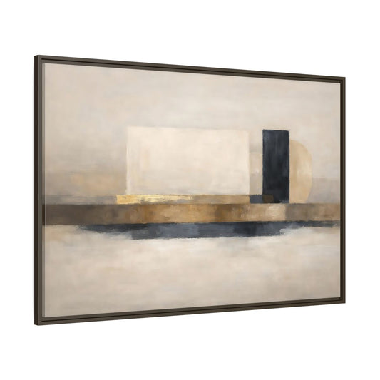 Main Mockup. Abstract Abstract Shapes Abstract Gold Black shown as stretched canvas wall art