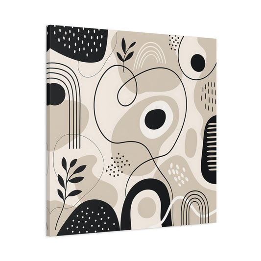 Main Mockup. Abstract Abstract Shapes Beige Black Abstract shown as canvas print
