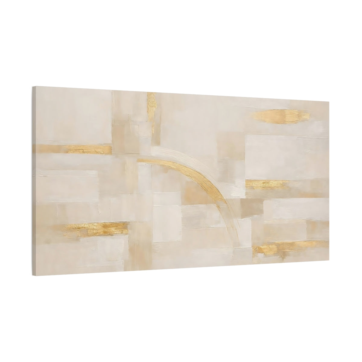 Main Mockup. Abstract Abstract Shapes Beige Gold Abstract shown as stretched canvas wall art
