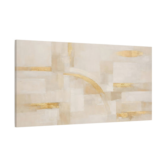 Main Mockup. Abstract Abstract Shapes Beige Gold Abstract shown as stretched canvas wall art