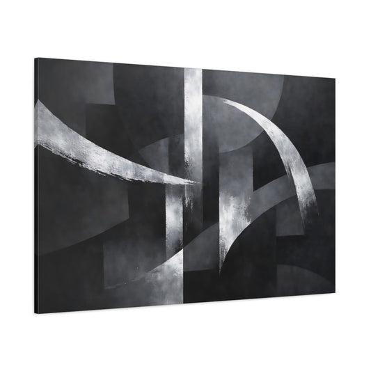 Main Mockup. Abstract Abstract Shapes Black And White shown as stretched canvas wall art