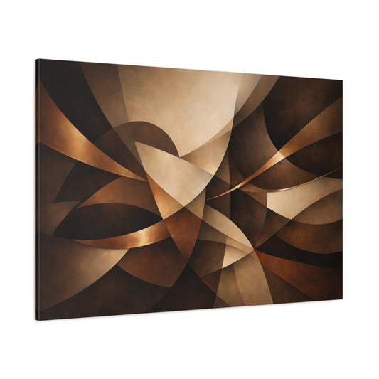 Main Mockup. Abstract Abstract Shapes Brown And Gold Abstract shown as stretched canvas wall art