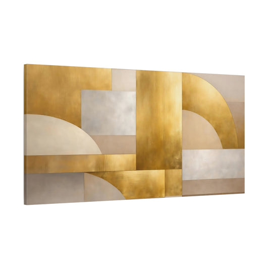 Main Mockup. Abstract Abstract Shapes Gold Silver Abstract shown as stretched canvas wall art