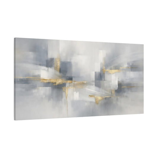 Main Mockup. Abstract Abstract Shapes Gray Gold Abstract shown as stretched canvas wall art