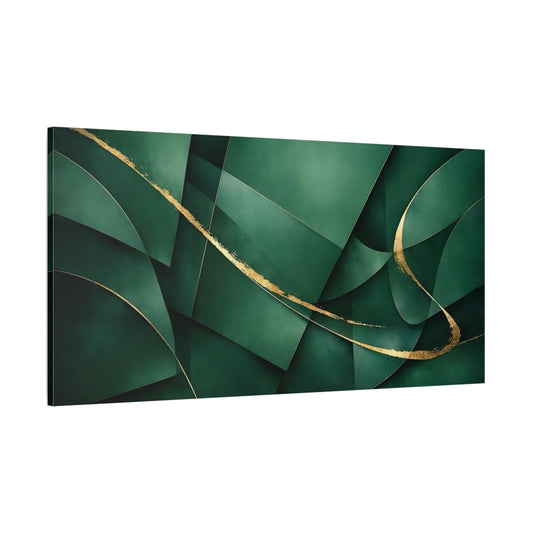 Main Mockup. Abstract Abstract Shapes Green Gold Abstract shown as stretched canvas wall art