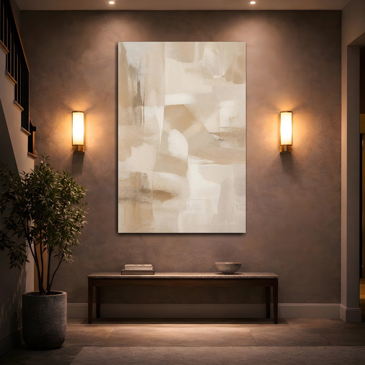 Mockup 2. Abstract Abstract Shapes Neutral Abstract shown as stretched canvas wall art