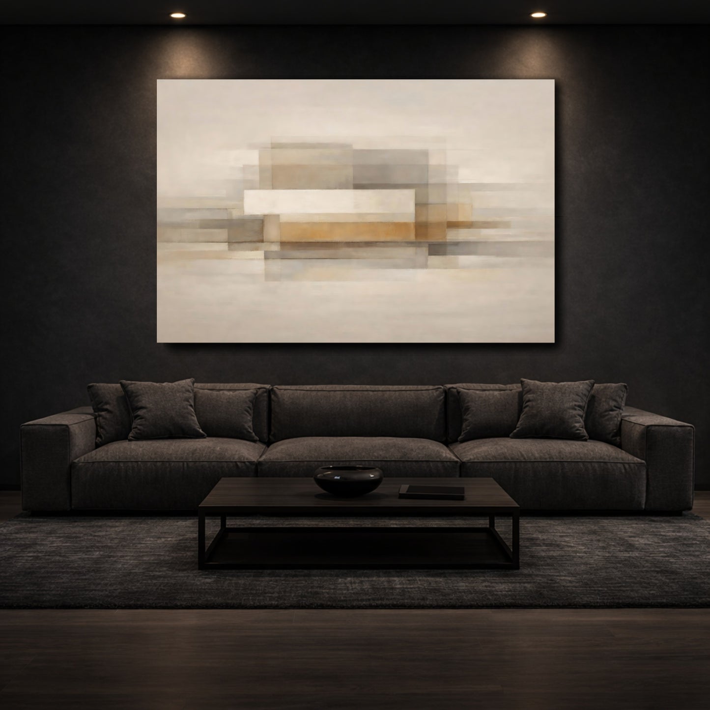 Mockup 2. Abstract Abstract Shapes Neutral Abstract shown as stretched canvas wall art