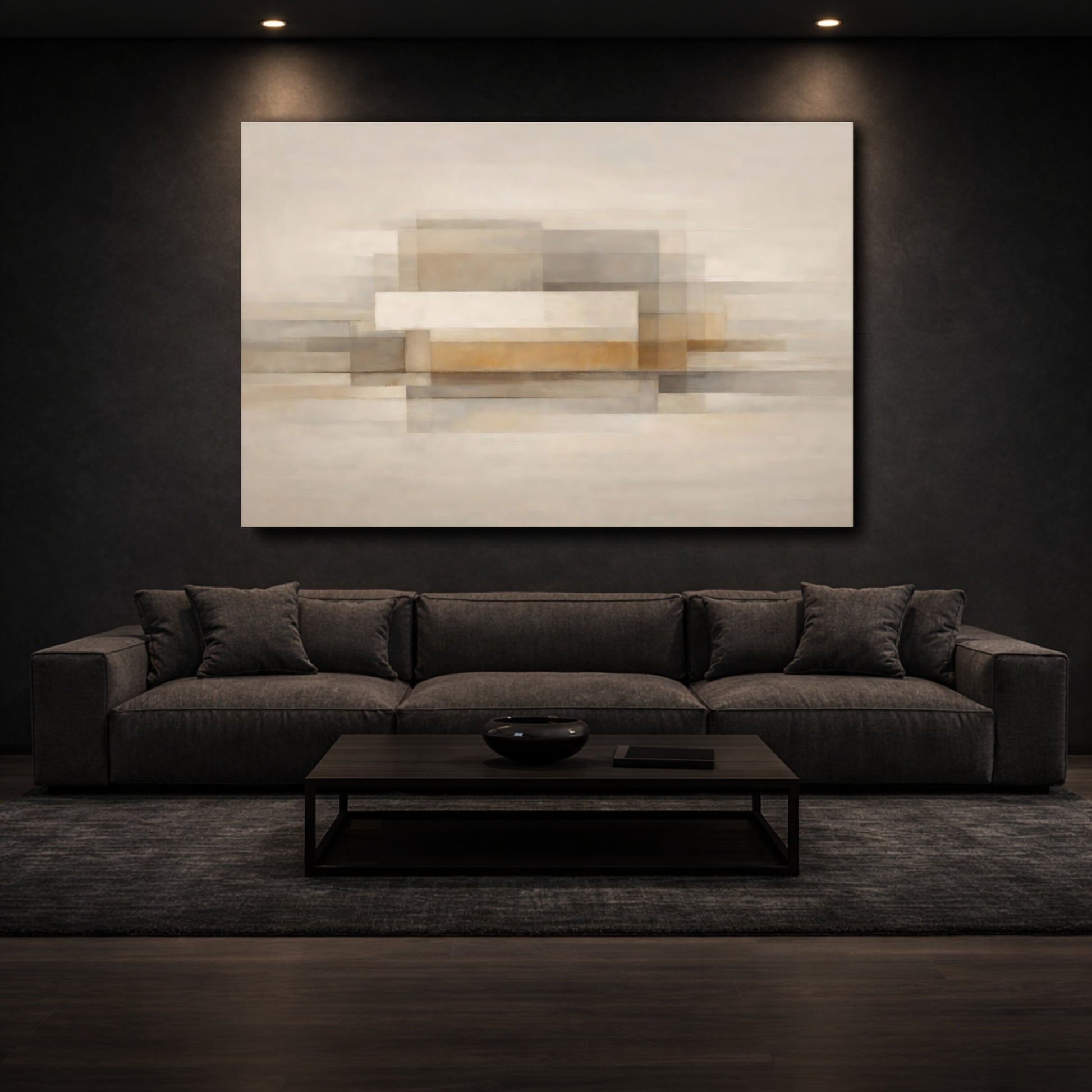 Mockup 2. Abstract Abstract Shapes Neutral Abstract shown as stretched canvas wall art