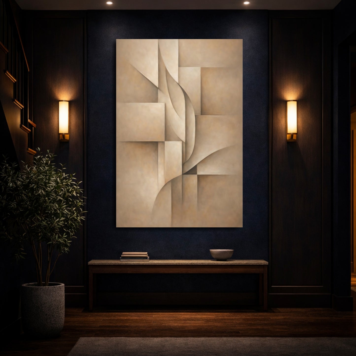 Mockup 3. Abstract Abstract Shapes Neutral Abstract shown as stretched canvas wall art