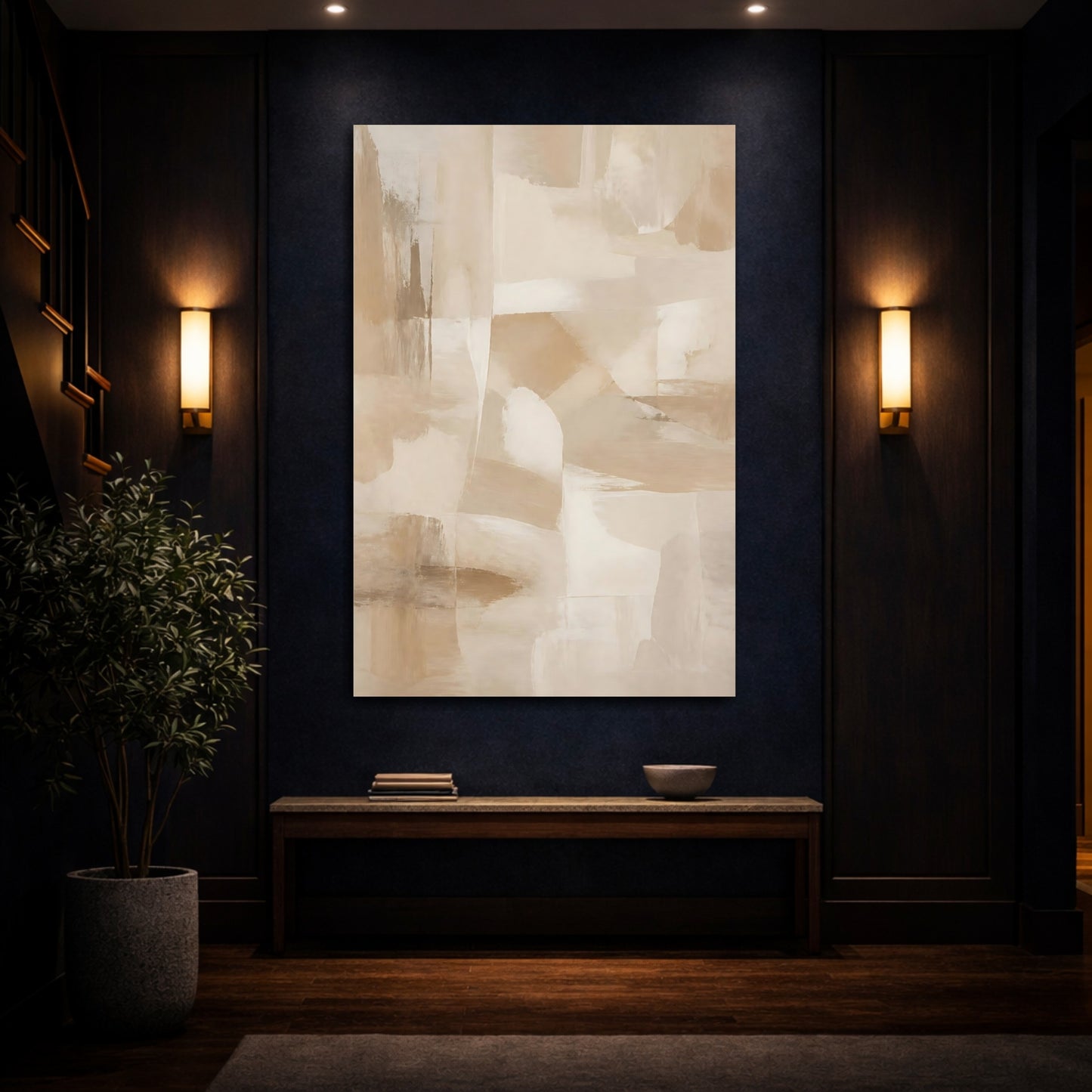 Mockup 4. Abstract Abstract Shapes Neutral Abstract shown as stretched canvas wall art
