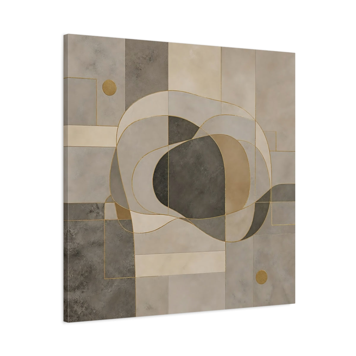Main Mockup. Abstract Abstract Shapes Neutral Geometric shown as stretched canvas wall art