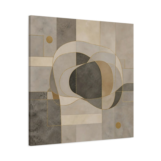 Main Mockup. Abstract Abstract Shapes Neutral Geometric shown as stretched canvas wall art