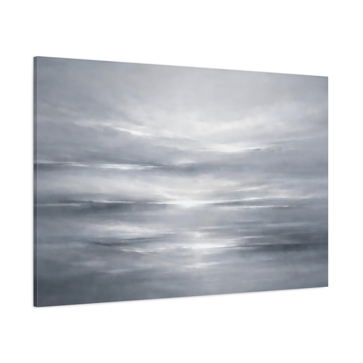 Main Mockup. Abstract Abstract Sky Grey And White shown as stretched canvas wall art