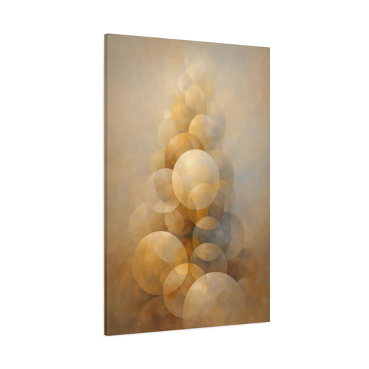 Main Mockup. Abstract Abstract Spheres Brown And Gold shown as stretched canvas wall art